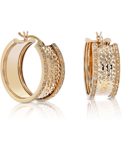 Vir Jewels 1/4 Cttw Diamond Hoop Earrings Rose Gold Plated Over .925 Silver 1 Inch Design - Metallic