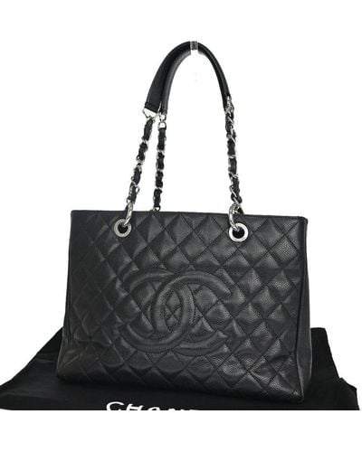 Chanel Gst (grand Shopping Tote) Leather Shoulder Bag (pre-owned) - Black