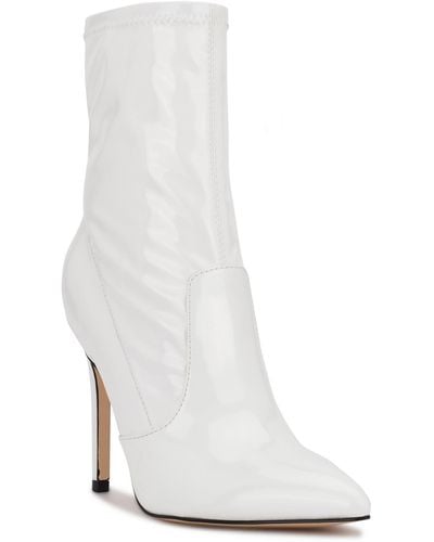 Nine West Jody 3 Patent Pointed Toe Booties - White