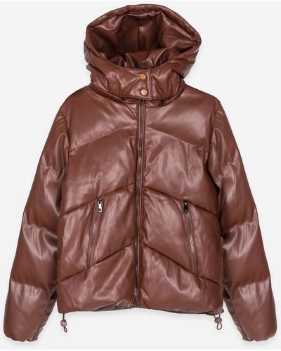 DELUC maggiano Leather Puffer Jacket - Brown