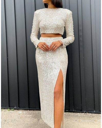 By Together Paige Sequin Skirt In Gold Silver - Gray