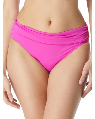 Coco Reef Classic Solid Fold-over High-waist Bikini Bottom - Pink