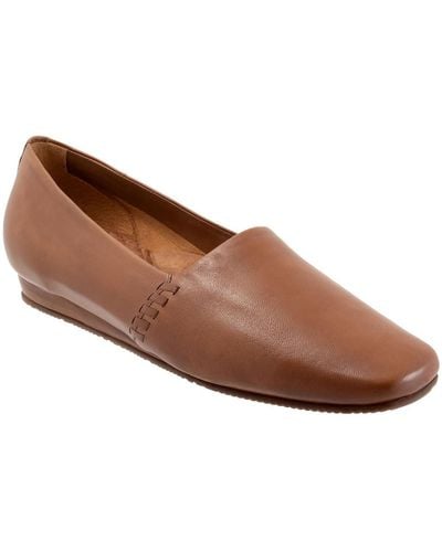 Softwalk Vale Leather Slip On Oxfords - Brown