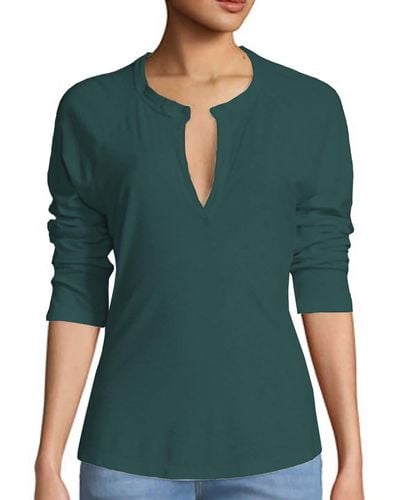 James Perse Split Neck Raglan Sleeve T-shirt - Green