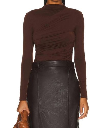 Enza Costa Jersey Twist Top In Saddle Brown