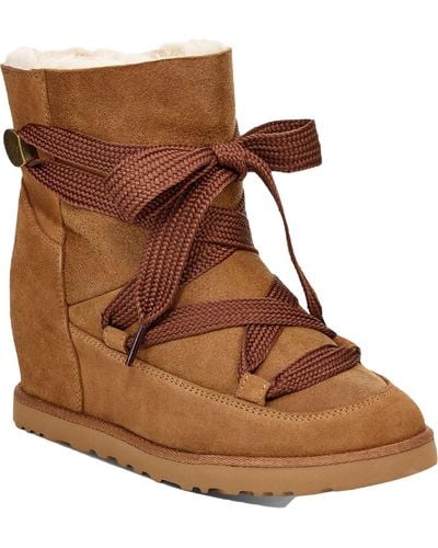 UGG Femme Suede Wedge Winter Boots - Brown
