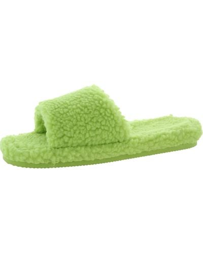 INC Dinnaa Cozy Faux Fur Slide Slippers - Green