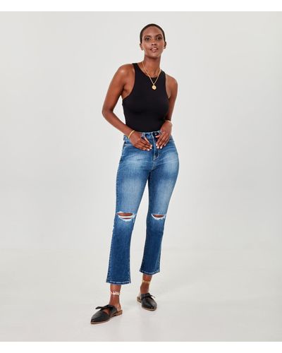 Lola Jeans Kate-is High Rise Straight Jeans - Blue