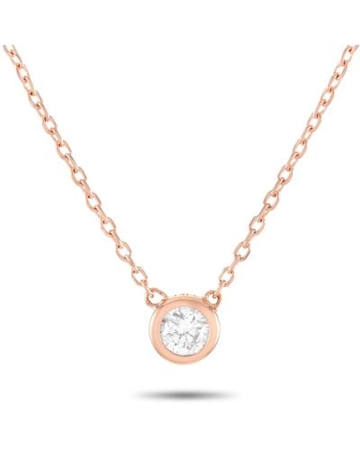 Non-Branded Lb Exclusive 14k Rose Gold 0.10 Ct Diamond Pendant Necklace - Metallic