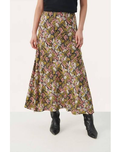 Part Two Leaf Print Skirt - Brown