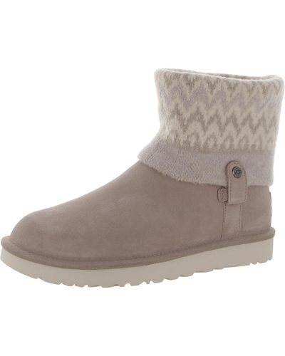 UGG Saela Icelandic Round Toe Sweater Boot Ankle Boots - Gray