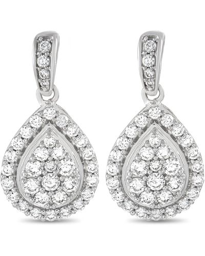 Non-Branded Lb Exclusive 14k Gold 1.00 Ct Diamond Teardrop Drop Earrings - White
