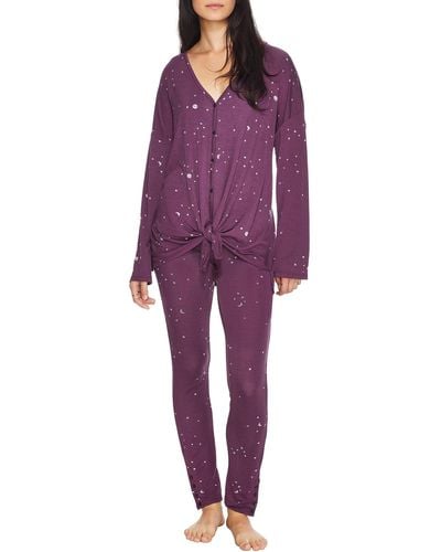 Splendid To The Moon Knit Pajama Set - Purple