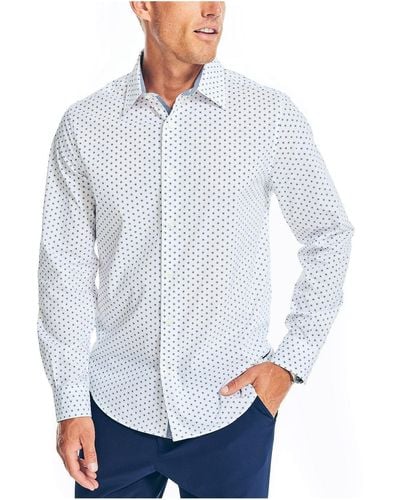 Nautica Pattern Collared Button-down Shirt - White
