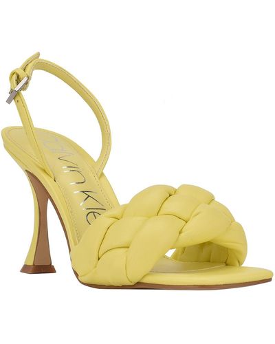 Calvin Klein Bona Braided High Heel Dress Sandals - Yellow