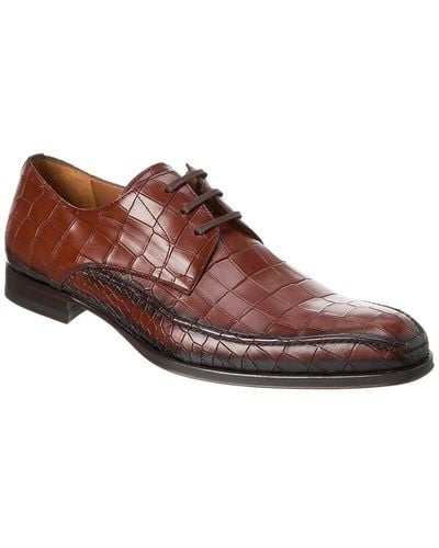 Mezlan Croc-embossed Leather Oxford - Brown