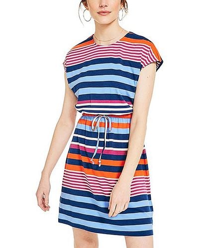 Nautica Striped Open Back Mini Dress - Blue