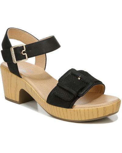 Dr. Scholls Felicity Leather Ankle Strap Heels - Black