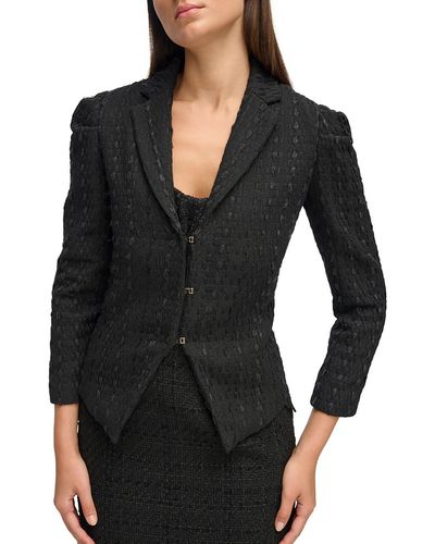 Donna Karan Tweed Suit Separate Two-button Blazer - Black