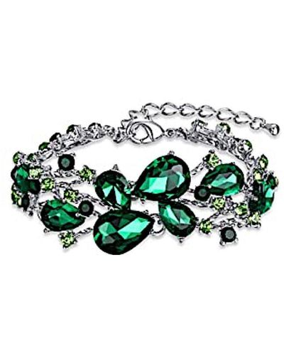 Liv Oliver Silver Multi Fancy Bracelet - Green