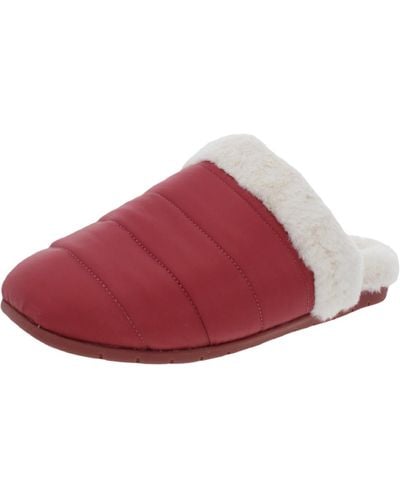 Vionic Josephine Faux Fur Lined Comfort Mules - Red