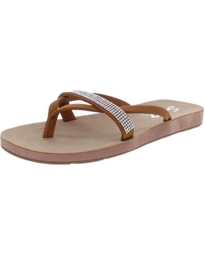 Seven7 Bondi Caramel Faux Leather Embellished Thong Sandals - Brown