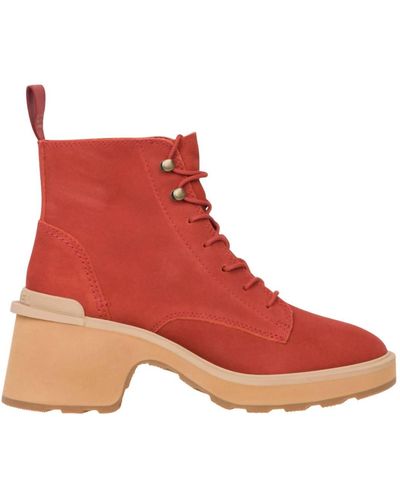 Sorel Hi-line Lace Heel Boots - Red