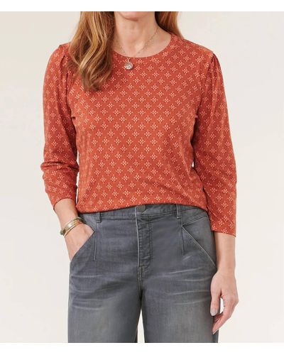 Democracy Shoulder Flange Printed Top - Red