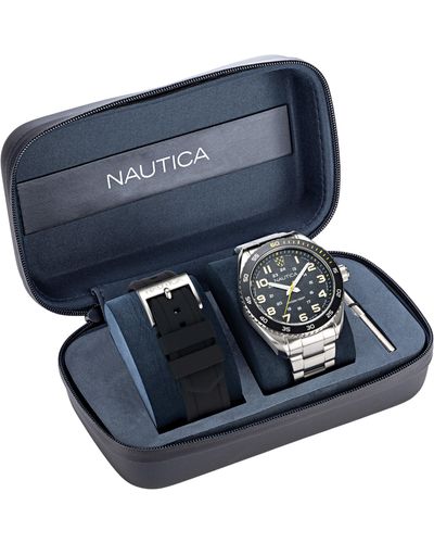 Nautica Key Biscane 3-hand Watch Box Set - Blue