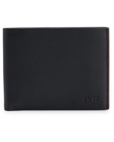 BOSS Logo-emed Leather Wallet With Six Card Slots - Black