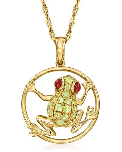 Ross-Simons Peridot And Garnet Tree Frog Pendant Necklace - Metallic
