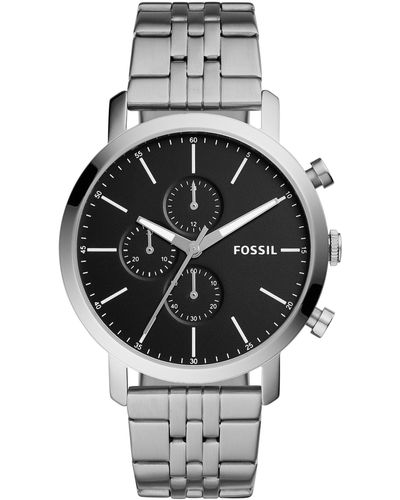 Fossil 44mm Luther Chronograph, Stainless Steel Watch - Metallic