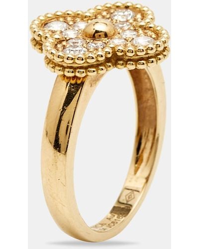 Van Cleef & Arpels Vintage Alhambra Diamond 18k Yellow Gold Ring - Metallic