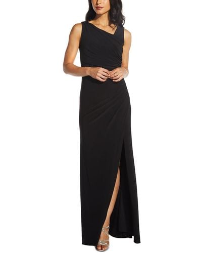 Adrianna Papell Sequin Back Ruched Evening Dress - Black