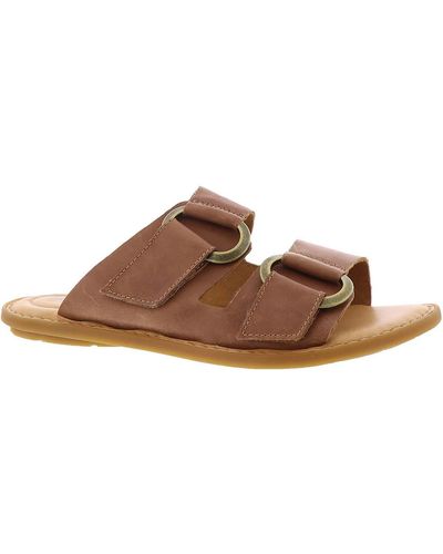 Born Marston Open Toe Leather Slide Sandals - Brown