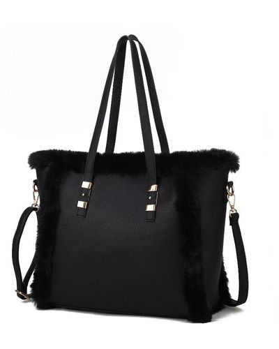 MKF Collection by Mia K Liza Vegan Leather With Faux Fur Tote Bag - Black