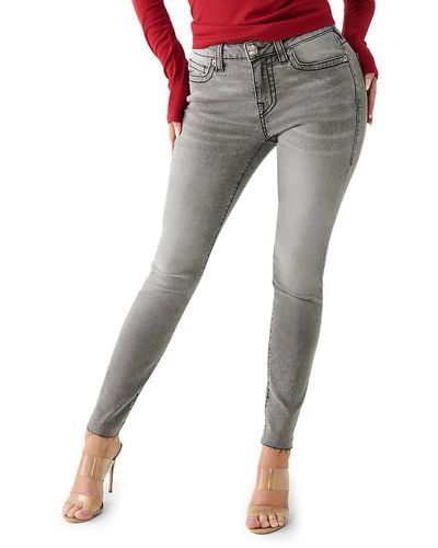 True Religion Jennie Curvy Mid-rise Raw Hem Skinny Jeans - Gray