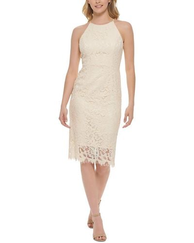 Eliza J Lace Midi Cocktail And Party Dress - Natural