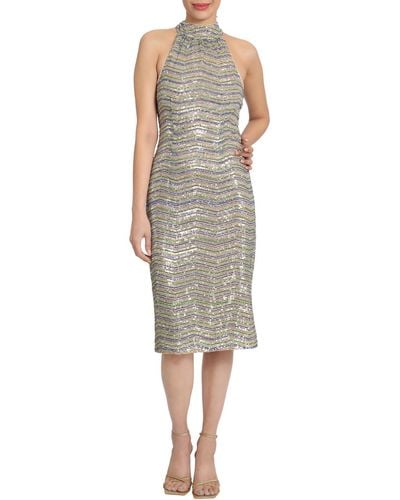 Maggy London Sequined Halter Cocktail And Party Dress - Multicolor
