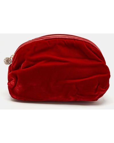 Giuseppe Zanotti Velvet And Leather Zip Pouch - Red