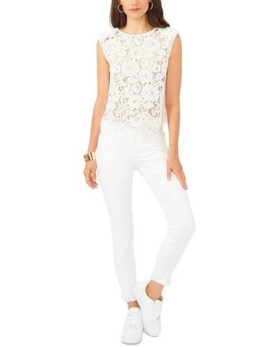 1.STATE Lace Overlay Sleeveless Cropped - White