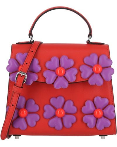 Moschino Floral Appliqué Shoulder Bag - Red