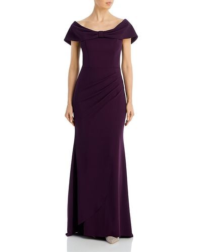Aqua Pleated Side Slit Evening Dress - Purple