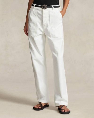 Ralph Lauren Polo Mid Rise Ankle Pant With Patch Pockets - White