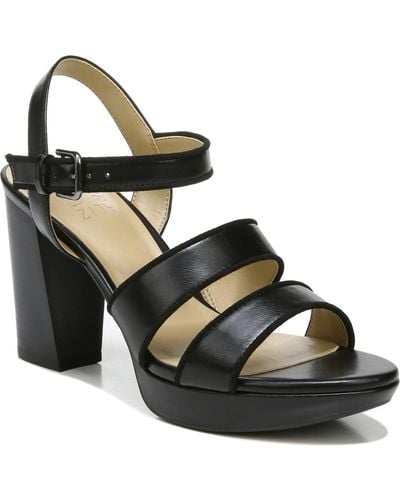 Naturalizer Kamela Faux Suede Ankle Strap Platform Sandals - Black