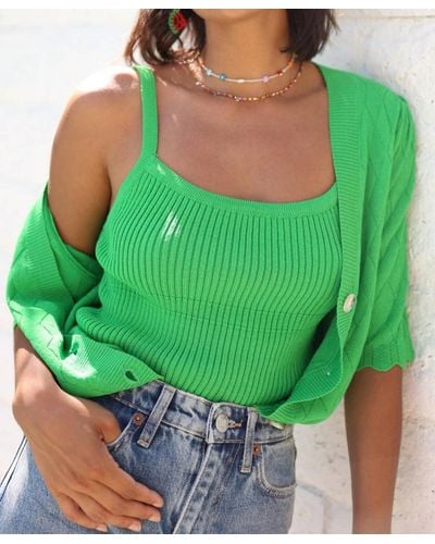 Greylin Florence Ribbed Knit Top I - Green