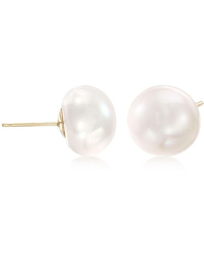 Ross-Simons 14-15mm Cultured Pearl Stud Earrings - White