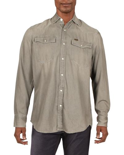 G-Star RAW Cotton Collared Western Shirt - Gray