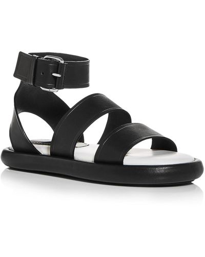 Proenza Schouler Leather Flat Ankle Strap - Black