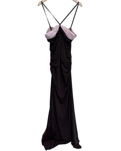 Vera Wang Full Length Long Dress In Chocolate - Black